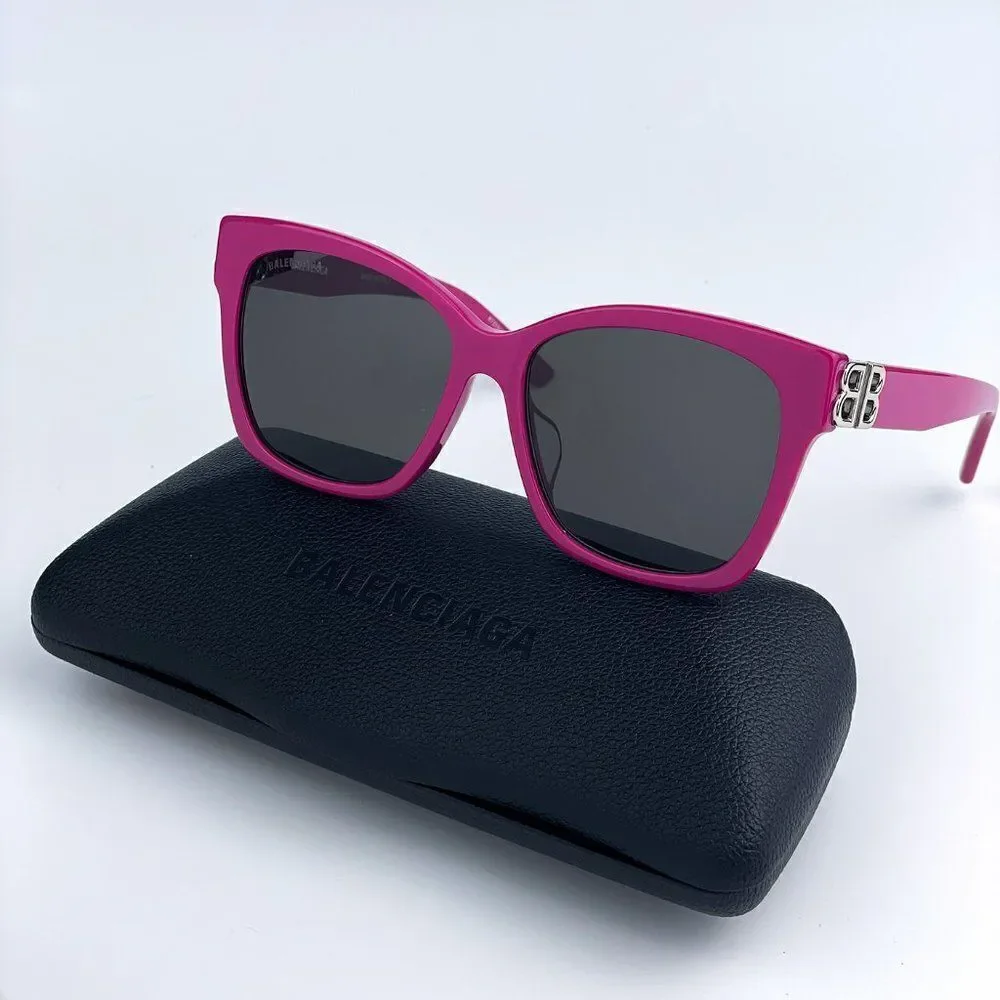 SALE! NEW Balenciaga BB0102SA 013 Fuchsia Pink Grey Square Women Sunglasses